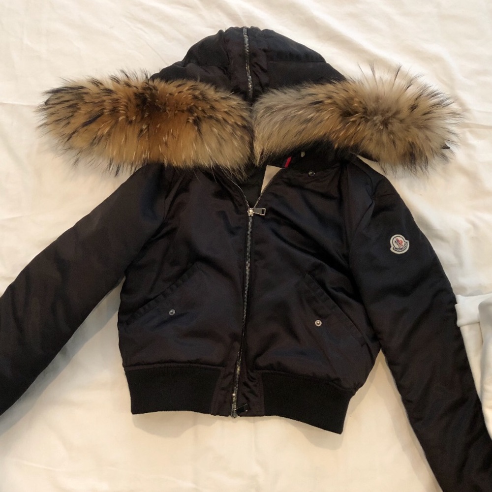 Moncler bomber jacket with fur hood